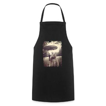 Lustiges Eichhönrchen mit UFO Retro Vintage Alien - Kochschürze - Schwarz - Vorne - AI Model Male 185 dark (185cm)