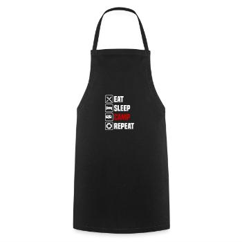 Eat, sleep, camp, repeat - Cooking Apron - black - Front - AI Model Male 185 dark (185cm)