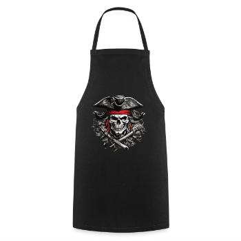 Jolly Roger Pirate Skull Party Halloween Design - Tablier de cuisine - noir - Devant - AI Model Male 185 dark (185cm)