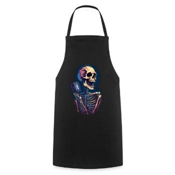 Bunter abstrakter Totenkopf mit Mikrofon - Kochschürze - Schwarz - Vorne - AI Model Male 185 dark (185cm)