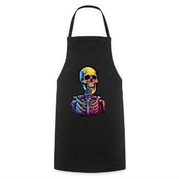 Bunter abstrakter Totenkopf mit Mikrofon - Kochschürze - Schwarz - Vorne - AI Model Male 185 dark (185cm)