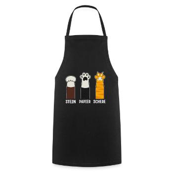 Stein Papier Schere Katzenpfoten Handspiel - Kochschürze - Schwarz - Vorne - AI Model Male 185 dark (185cm)