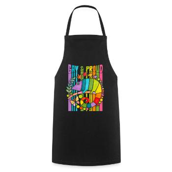 Dicton caméléon arc-en-ciel lgbtq+, gay et fier - Tablier de cuisine - noir - Devant - AI Model Male 185 dark (185cm)