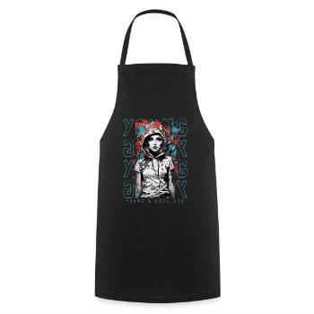 Tattoo Girl - Cool Girl Woman Tattoo - Cooking Apron - black - Front - AI Model Male 185 dark (185cm)