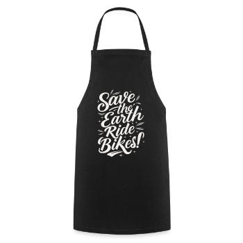 Sauvez la Terre Ride Bikes Cyclisme Dicton - Tablier de cuisine - noir - Devant - AI Model Male 185 dark (185cm)