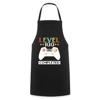 Level 100 Days Completed - 100 Days of School - Cooking Apron - black - Front - AI Model Male 185 dark (185cm)