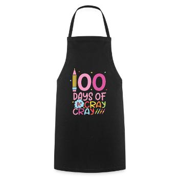 100 Days of Cray for Students 100 Days of School - Cooking Apron - black - Front - AI Model Male 185 dark (185cm)
