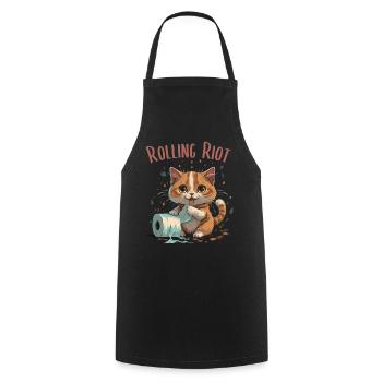 Aventure du rouleau de papier : Chat mignon - Tablier de cuisine - noir - Devant - AI Model Male 185 dark (185cm)