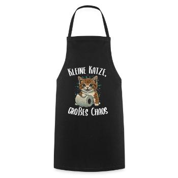 Chaton et l’aventure du rouleau de papier - Tablier de cuisine - noir - Devant - AI Model Male 185 dark (185cm)