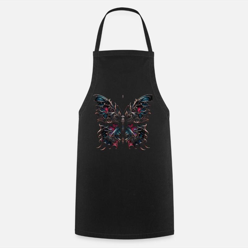 Dark Wings: Gothic Butterfly Magic - Cooking Apron - black