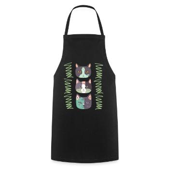 Cat Head, Three Cats, Cat Faces - Cooking Apron - black - Front - AI Model Male 185 dark (185cm)