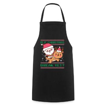Is It Christmas Break Yet? Santa Claus Teacher - Cooking Apron - black - Front - AI Model Male 185 dark (185cm)