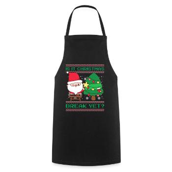 Is It Christmas Break Yet? Santa Claus Teacher - Cooking Apron - black - Front - AI Model Male 185 dark (185cm)