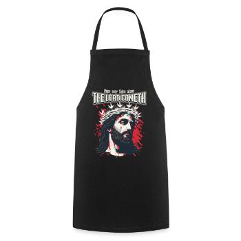 Christlicher Spruch Jesus Christus mit Dornenkrone - Kochschürze - Schwarz - Vorne - AI Model Male 185 dark (185cm)