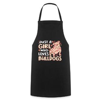 Juste une fille qui aime les bouledogues - Tablier de cuisine - noir - Devant - AI Model Male 185 dark (185cm)