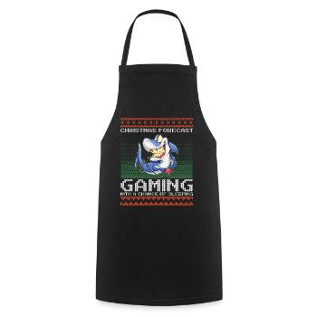 Funny Christmas Forecast Gaming Hai Ugly Xmas - Kochschürze - Schwarz - Vorne - AI Model Male 185 dark (185cm)