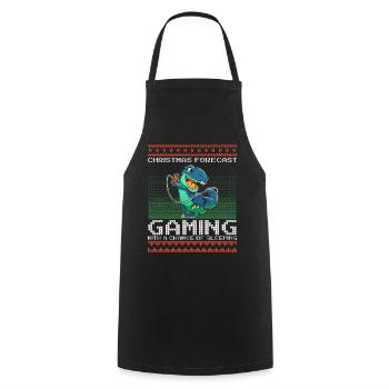 Funny Christmas Forecast Gaming T-Rex Ugly Xmas - Cooking Apron - black - Front - AI Model Male 185 dark (185cm)