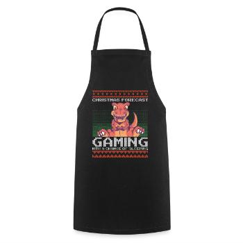 Funny Christmas Forecast Gaming T-Rex Ugly Xmas - Cooking Apron - black - Front - AI Model Male 185 dark (185cm)