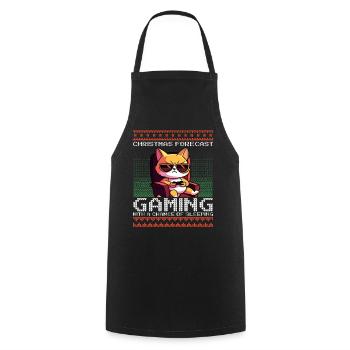 Funny Christmas Forecast Gaming Katze Ugly Xmas - Kochschürze - Schwarz - Vorne - AI Model Male 185 dark (185cm)