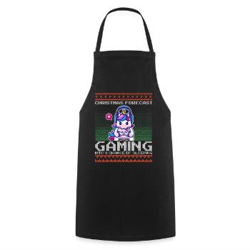 Funny Christmas Forecast Gaming Unicorn Ugly Xmas - Cooking Apron - black - Front - AI Model Male 185 dark (185cm)