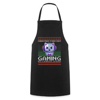Funny Christmas Forecast Gaming Katze Ugly Xmas - Kochschürze - Schwarz - Vorne - AI Model Male 185 dark (185cm)