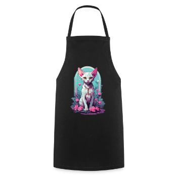 Occult Sphynx Cat in Pastel Goth Style - Cooking Apron - black - Front - AI Model Male 185 dark (185cm)
