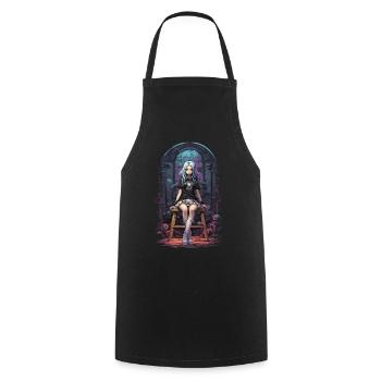 Kawaii Goth Pastel Anime e-girl Streetwear - Tablier de cuisine - noir - Devant - AI Model Male 185 dark (185cm)