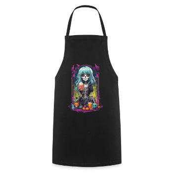 Gothic Pumpkin Spice latte skeleton eGirl Design - Cooking Apron - black - Front - AI Model Male 185 dark (185cm)