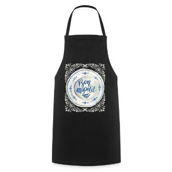 Cuisinier et cuisinier, en disant la typographie de plaque Antique - Tablier de cuisine - noir - Devant - AI Model Male 185 dark (185cm)