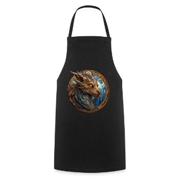 Dragon creature Franzi, the guardian of the world. - Cooking Apron - black - Front - AI Model Male 185 dark (185cm)
