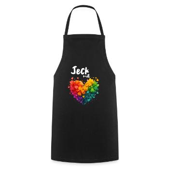 Jeck with Heart Carnival Cologne Alaaf Carnival Costume - Cooking Apron - black - Front - AI Model Male 185 dark (185cm)