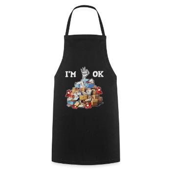 I'm Ok - Cooking Apron - black - Front - AI Model Male 185 dark (185cm)