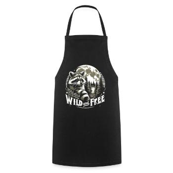 Moonlit Night Raccoon: Forest Secrets - Cooking Apron - black - Front - AI Model Male 185 dark (185cm)