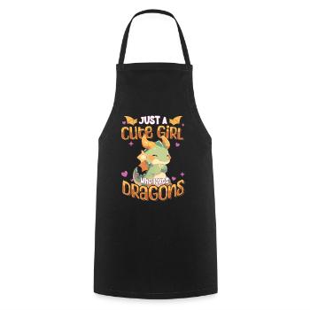 Just a cute Girl who loves Dragons - Kawaii Dragon - Cooking Apron - black - Front - AI Model Male 185 dark (185cm)