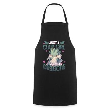 Just a cute Girl who loves Dragons - Kawaii Dragon - Cooking Apron - black - Front - AI Model Male 185 dark (185cm)