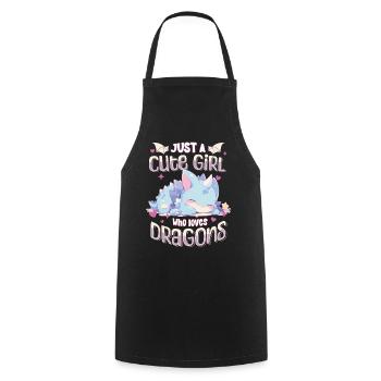 Just a cute Girl who loves Dragons - Kawaii Dragon - Cooking Apron - black - Front - AI Model Male 185 dark (185cm)