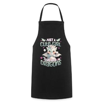 Just a cute Girl who loves Dragons - Kawaii Dragon - Cooking Apron - black - Front - AI Model Male 185 dark (185cm)