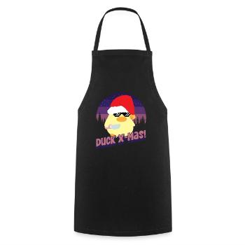 Duck X-Mas Gans - Ente mit Messer Duck with Knife - Kochschürze - Schwarz - Vorne - AI Model Male 185 dark (185cm)