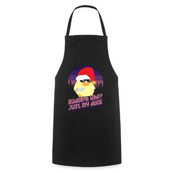 Rudolph qui ? - Canard au couteau - Tablier de cuisine - noir - Devant - AI Model Male 185 dark (185cm)