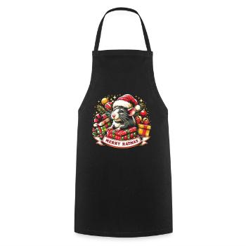 Merry Rat - Joyeux Noël - Tablier de cuisine - noir - Devant - AI Model Male 185 dark (185cm)
