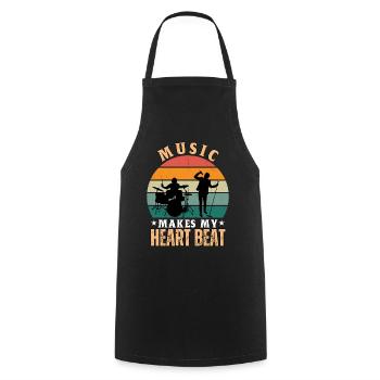 Music Makes My Heart Beat - Kochschürze - Schwarz - Vorne - AI Model Male 185 dark (185cm)