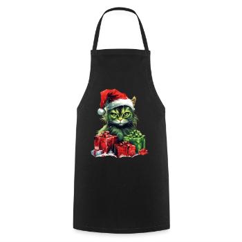 Katze Weihnachten Weihnachtselfe Geschenke Mütze - Kochschürze - Schwarz - Vorne - AI Model Male 185 dark (185cm)