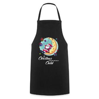 Père Noël sur balançoire enfant de Noël - Tablier de cuisine - noir - Devant - AI Model Male 185 dark (185cm)