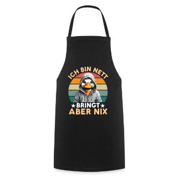 I'm nice but doesn't bring anything - cool duck - Cooking Apron - black - Front - AI Model Male 185 dark (185cm)
