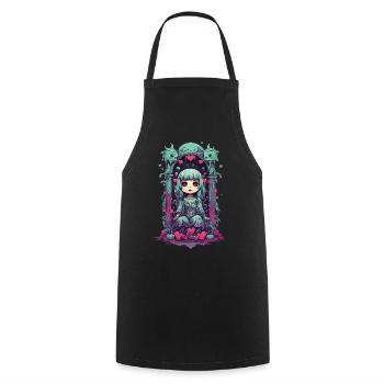 Kawaii Chibi Goth Demon of Love Tokyo Streetwear - Cooking Apron - black - Front - AI Model Male 185 dark (185cm)