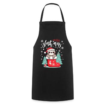 Mignon paresseux en bottes de Père Noël Noël Enfants - Tablier de cuisine - noir - Devant - AI Model Male 185 dark (185cm)