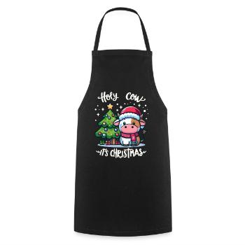 Cute cow celebrates Christmas with gifts - Cooking Apron - black - Front - AI Model Male 185 dark (185cm)