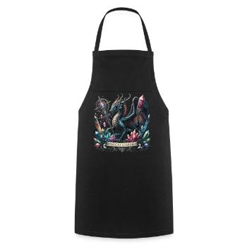 Mystic Dragonkeeper - Cooking Apron - black - Front - AI Model Male 185 dark (185cm)