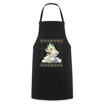 Kawaii Dragon in Ugly Christmas Sweater Style - Cooking Apron - black - Front - AI Model Male 185 dark (185cm)