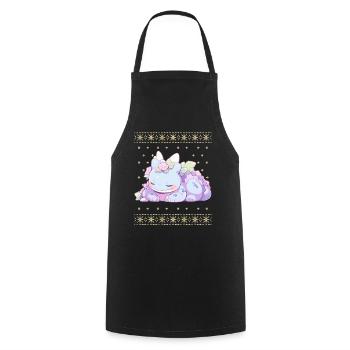 Kawaii Dragon in Ugly Christmas Sweater Style - Cooking Apron - black - Front - AI Model Male 185 dark (185cm)